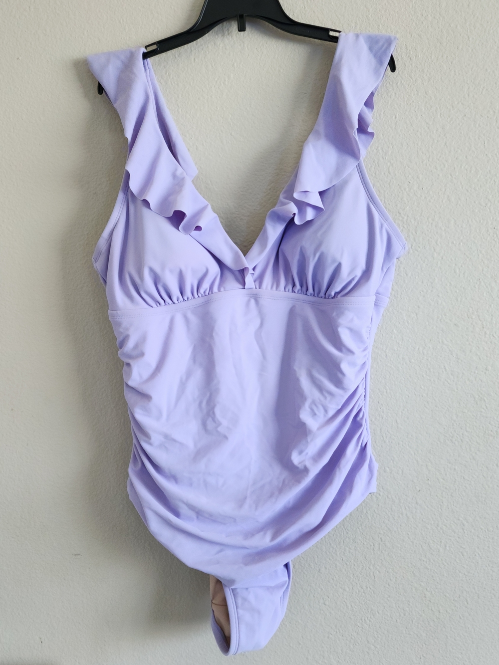Shade & Shore Lilac Ruffle One Piece Swimsuit Ruched XL